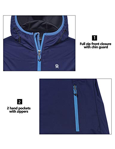 Little Donkey Andy Chaqueta de softshell ligera con capucha para mujer, para correr, viajes, senderismo, resistente al viento, repelente al agua, azul oscuro, talla M