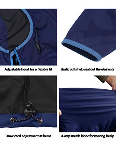 Little Donkey Andy Chaqueta de softshell ligera con capucha para mujer, para correr, viajes, senderismo, resistente al viento, repelente al agua, azul oscuro, talla M