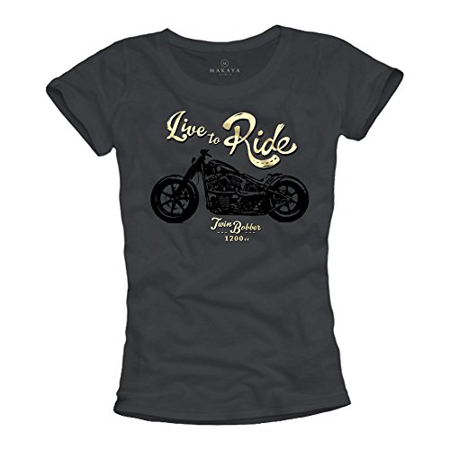 Live TO Ride - Camisetas graciosas con Motos para Mujer - Gris S