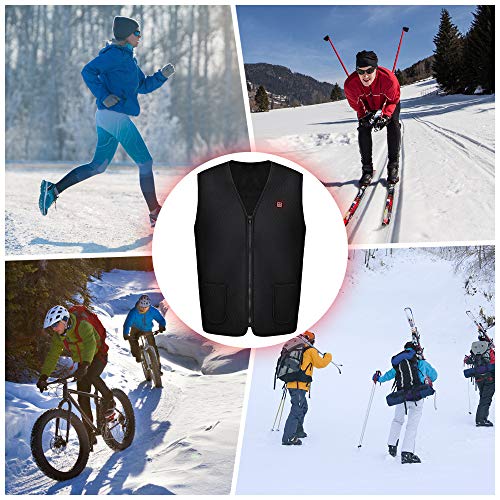 Lixada Chaleco Térmico Eléctrico USB Invierno para Mujeres con 3 Niveles de Temperatura para Trabajo Esquí Camping Hielo Pesca(Sin batería)