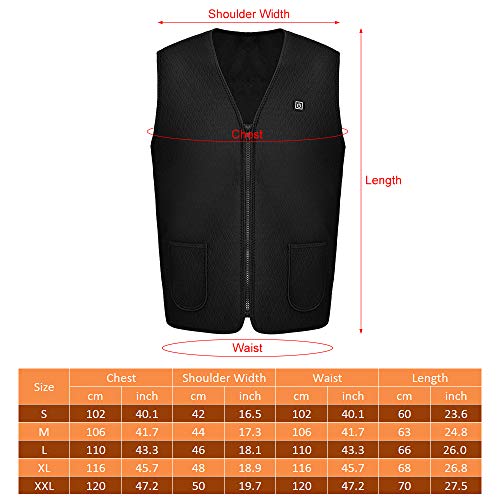 Lixada Chaleco Térmico Eléctrico USB Invierno para Mujeres con 3 Niveles de Temperatura para Trabajo Esquí Camping Hielo Pesca(Sin batería)