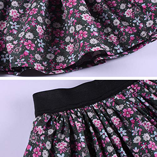 LJENFCI 4-10 AñOs Mini Falda Faldas Cortas de Cintura EláStica para NiñAs Falda Corta Informal con PatróN de Flores,Flores pequeñas,110cm