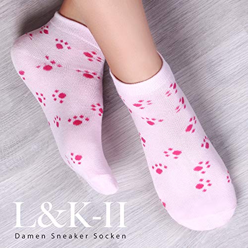 L&K-II Pack de 12 Calcetines para mujer Sneaker Cortos de algodón unisex 92279 39-42