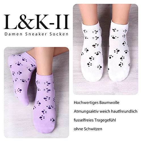 L&K-II Pack de 12 Calcetines para mujer Sneaker Cortos de algodón unisex 92279 39-42