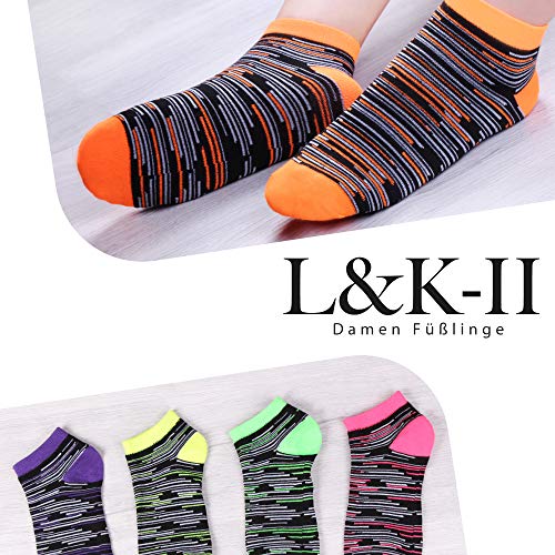 L&K Pack de 12 Calcetines Sneaker Cortos de deporte para Mujer Blanco 92220 Multicolor 39/42