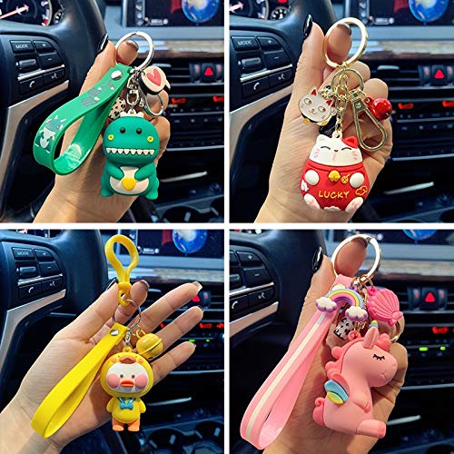 Llavero con diseño de gato de la suerte, con diseño de caricatura, color amarillo