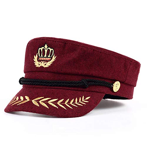 LMZXH&M Sombrero Caliente Gorra De Marinero De Los Hombres Y De Las Mujeres De Los Uniformes Militares del Sombrero De Capitán De La Gorra Ajustable De La Gorra del Marinero, Vino Rojo