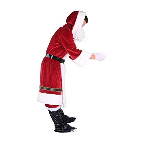 Loalirando Disfraz de Papá Noel para Adultos 4 Piezas Conjunto Ropa Disfraz Santa Claus para Navidad Traje de Felpa para Fiesta Cosplay Costume Christmas XXL