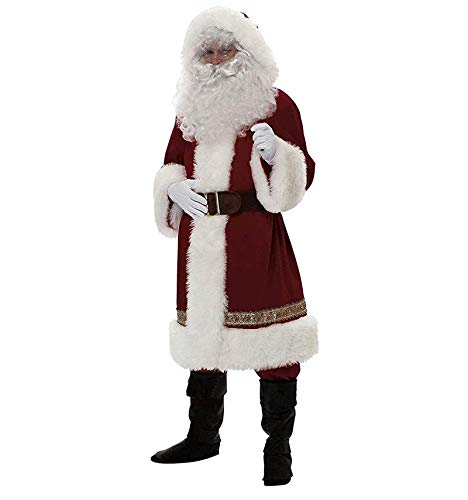Loalirando Disfraz de Papá Noel para Adultos 4 Piezas Conjunto Ropa Disfraz Santa Claus para Navidad Traje de Felpa para Fiesta Cosplay Costume Christmas XXL