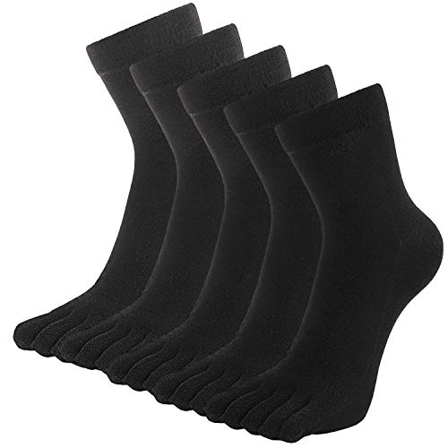 LOFIR Calcetines con Dedos Separados para Hombre Calcetines 5 Dedos, Calcetines de Algodón de Deporte para Niños, Talla 45-48, 5 pares