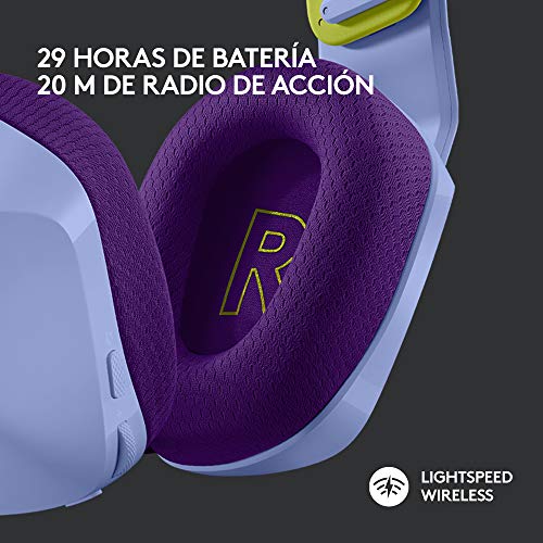 Logitech G Auriculares con Micrófono Inalámbricos Logitech G733 para Gaming con Diadema con Suspensión, Lightspeed, RGB Lightsync, Tecnología de Micrófono Blue VO!CE, Lila