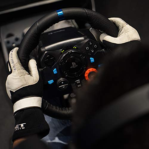 Logitech G29 Driving Force Volante de Carreras y Pedales, Force Feedback, Aluminio Anodizado, Palancas de cambio, Volante de Cuero, Pedales Ajustables, Enchufe EU, PS5, PS4, PC, Mac - Negro