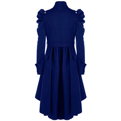 Logobeing Abrigo Invierno Mujer,Chaqueta Retro de Mujer Steampunk de Abrigo Largo para Mujer Abrigo Largo Gótico Retro Originales Elegantes Tops (M, Azul)