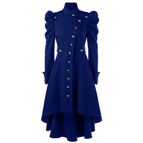 Logobeing Abrigo Invierno Mujer,Chaqueta Retro de Mujer Steampunk de Abrigo Largo para Mujer Abrigo Largo Gótico Retro Originales Elegantes Tops (M, Azul)