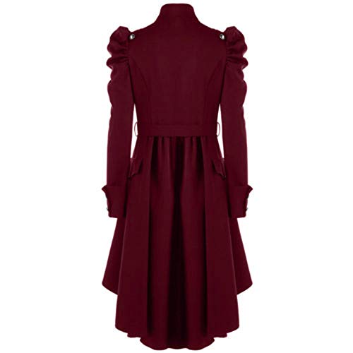 Logobeing Abrigo Invierno Mujer,Chaqueta Retro de Mujer Steampunk de Abrigo Largo para Mujer Abrigo Largo Gótico Retro Originales Elegantes Tops (XXXL, Rojo)