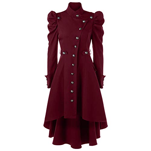 Logobeing Abrigo Invierno Mujer,Chaqueta Retro de Mujer Steampunk de Abrigo Largo para Mujer Abrigo Largo Gótico Retro Originales Elegantes Tops (XXXL, Rojo)