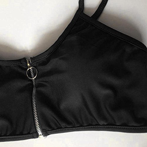 Logobeing Traje de Baño Bikini Mujer 2018 Cremallera Push-Up Acolchado Bañador Traje de Baño de Dos Piezas Mujeres Ropa de Playa Nuevo (Negro, L)