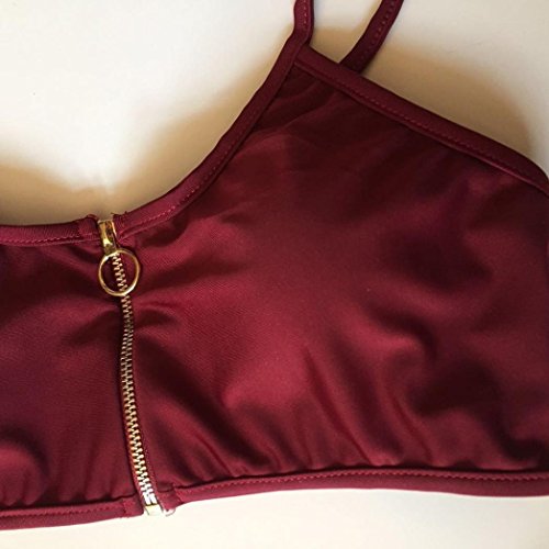 Logobeing Traje de Baño Bikini Mujer 2018 Cremallera Push-Up Acolchado Bañador Traje de Baño de Dos Piezas Mujeres Ropa de Playa Nuevo (Rojo, M)