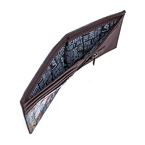 Lois - Cartera de Chico. Monedero Billetero Juvenil de Lona Estampada Moto. Muchos Compartimentos. Caja para Estilo Joven Bonito diseño. Completa. 12603, Color Marron