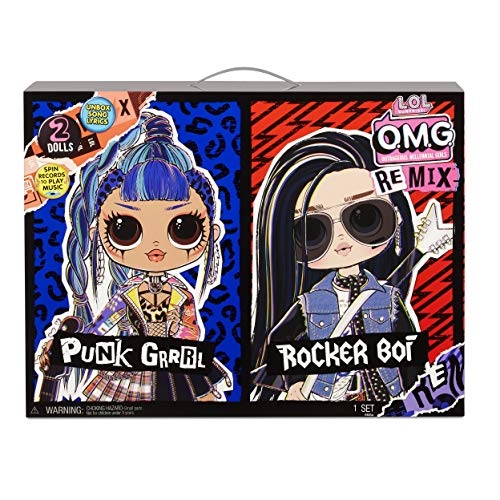 LOL Surprise OMG Remix Muñecas de Moda , Coleccionables , Ropa y Accesorios de Diseñador , Rocker Boi & Punk Grrl , Paquete de 2