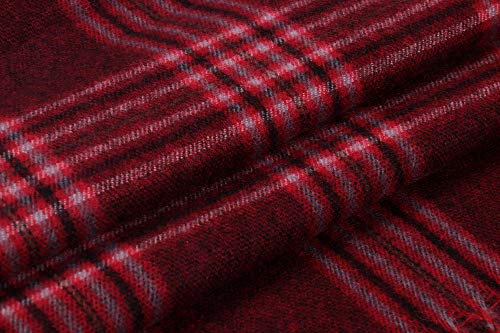 Longwu Bufanda de lana de cachemira suave para mujer Manta y envoltura de pashmina grande Manta de estola cálida Vino rojo