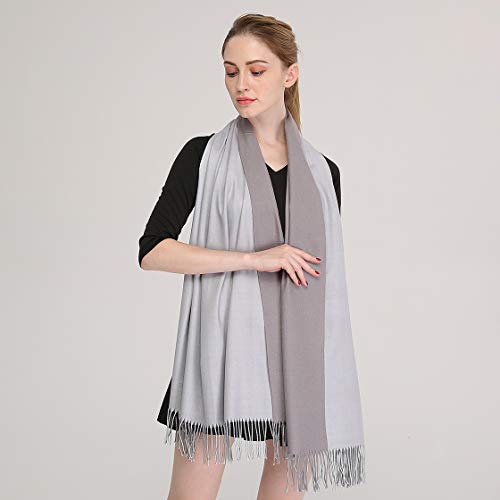 Longwu Cashmere Wrap Shole Chal para Mujer Invierno Extra Grande (79"X 28") Hombres Pañuelo de Pashmina Sólido de Lana de Cordero-21#