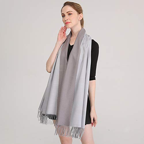 Longwu Cashmere Wrap Shole Chal para Mujer Invierno Extra Grande (79"X 28") Hombres Pañuelo de Pashmina Sólido de Lana de Cordero-21#