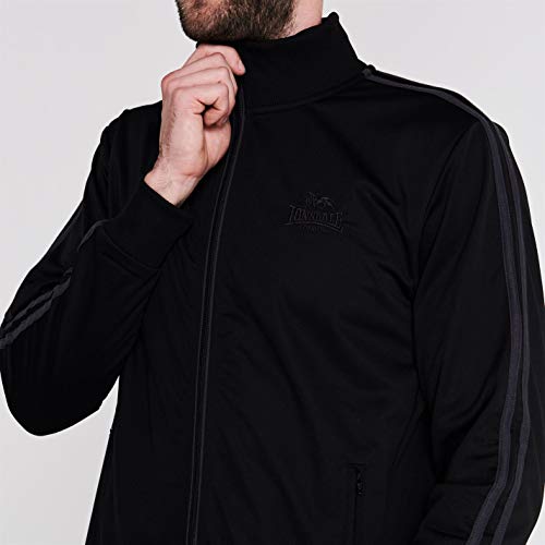 Lonsdale - Chaqueta deportiva casual con cierre de cremallera para hombre negro / carbón X-Large