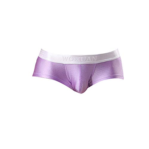 LOPILY Ropa Interior de Hombre Ligero Elástico Calzoncillos Nylon Brillante Cepillado Braguitas Deportivos Atractivos Ligero Transpirables Cortos Bóxers(Púrpura,M)