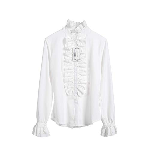 Loralie Blusa Mujer con Manga Larga Blusa con Cuello Alto Manga Retro Vintage