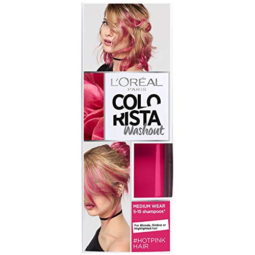 L'Oreal Paris Colorista Coloración Temporal Tono Washout Hot Pink Hair, 80 ml