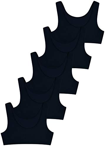 LOREZA ® 5 Sujetador Bustier para Niñas Ropa Interior Camiseta de Tirantes Algodón -M-226-14-15 años