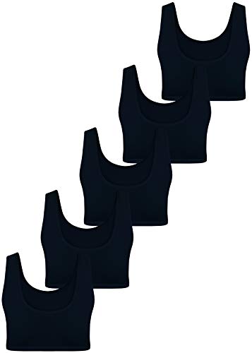 LOREZA ® 5 Sujetador Bustier para Niñas Ropa Interior Camiseta de Tirantes Algodón -M-226-14-15 años