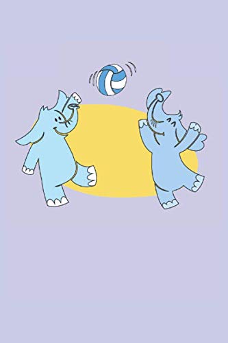 Los elefantes juegan voleibol con motivos infantiles: Cuaderno de regalos de animales divertidos forrado (formato A5, 15,24 x 22,86 cm, 120 páginas)