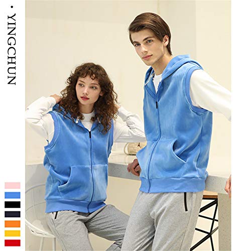 Los Hombres Y De Las Mujeres del Chaleco De Camisetas, De Punto Chaleco Chalecos Térmicos, Plus Capucha De Doble Cara del Zorro Plateado Chaqueta (Pink,XXXL)