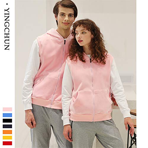 Los Hombres Y De Las Mujeres del Chaleco De Camisetas, De Punto Chaleco Chalecos Térmicos, Plus Capucha De Doble Cara del Zorro Plateado Chaqueta (Pink,XXXL)