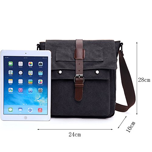 LOSMILE Hombres Lona Bolso de Bandolera La Bolsa de Mensajero Bolsa de Lona Bolsa de Hombro Messenger Bag. (M, Negro)