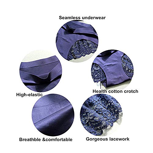 losolese Mujer Ropa interior de las bragas de encaje BikiniBreathable Calzoncillos modelada floral del ajuste de la ropa interior 2 / 7Pieces