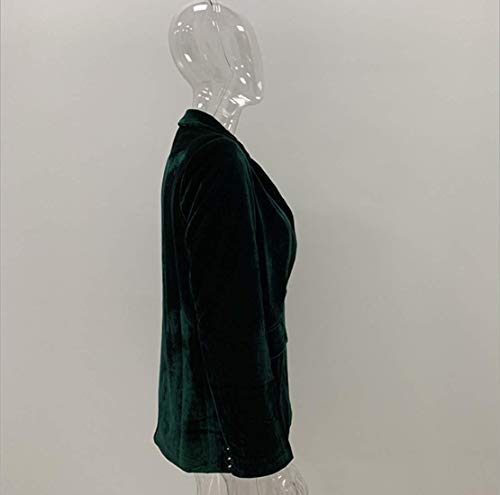 LOSRLY Chaquetas para mujer con solapa de un botón, color verde de manga larga de terciopelo para mujer, estilo casual, blusa de oficina
