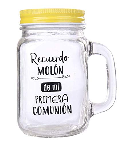 Lote de 20 Jarras Cristal Con Caña"RECUERDO MOLÓN" SURTIDO EN COLORES - Jarras con Frases, tazas originales para Detalles, recuerdos y regalos de Comuniones