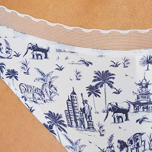 Lovable My Daily Comfort Printed Ropa Interior, Bianco + BLU, XL para Mujer