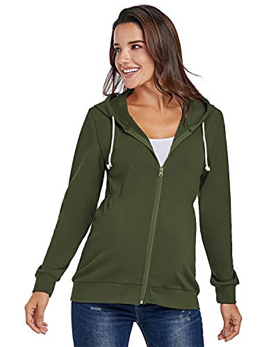 Love2Mi - Sudadera con capucha para mujer Verde militar. L