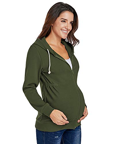 Love2Mi - Sudadera con capucha para mujer Verde militar. L