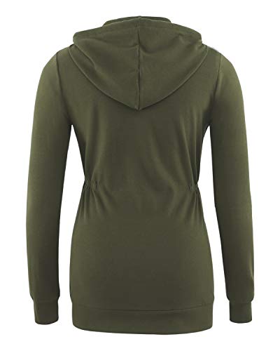 Love2Mi - Sudadera con capucha para mujer Verde militar. L