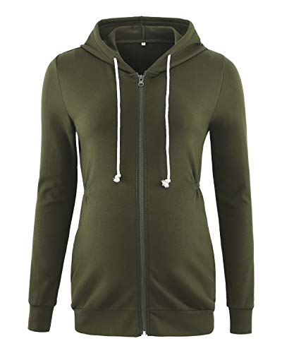 Love2Mi - Sudadera con capucha para mujer Verde militar. L