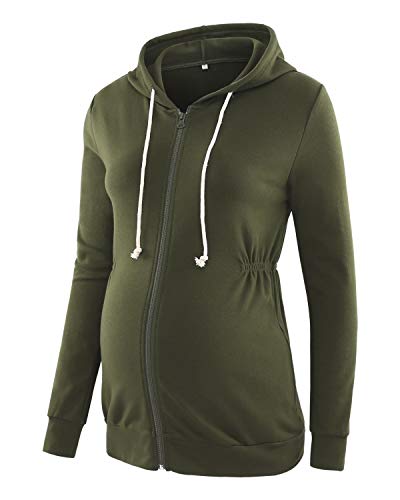 Love2Mi - Sudadera con capucha para mujer Verde militar. L