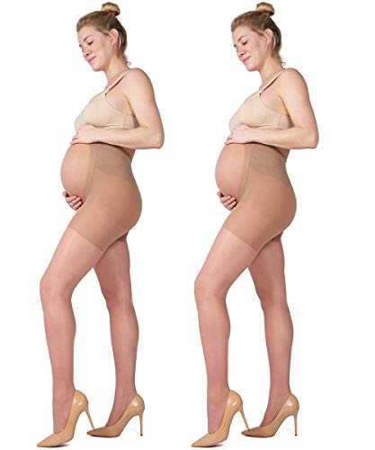 LOVELYBOBO 2 Pack 20 medias de maternidad den - Medias de maternidad - Pantimedias para el futuro mamá -Calcetines de maternidad elásticos y cómodos (desnudo*2)