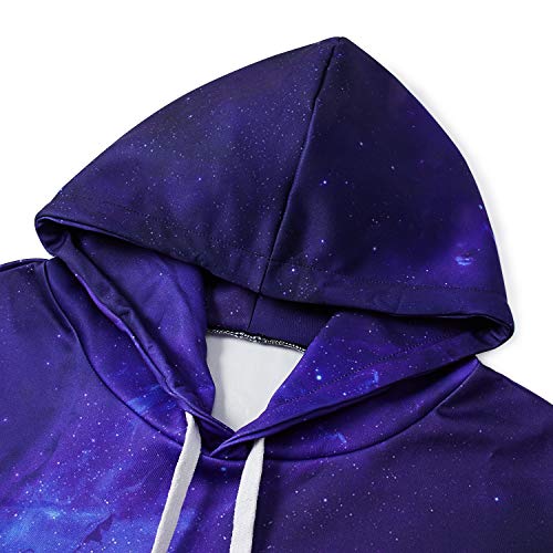 Loveternal Unisex Sudadera con Capucha Blue Galaxy 3D Impreso Hoodies Cool Hipster Hip Hop Pullover Sweatshirt para Pareja Juniors L