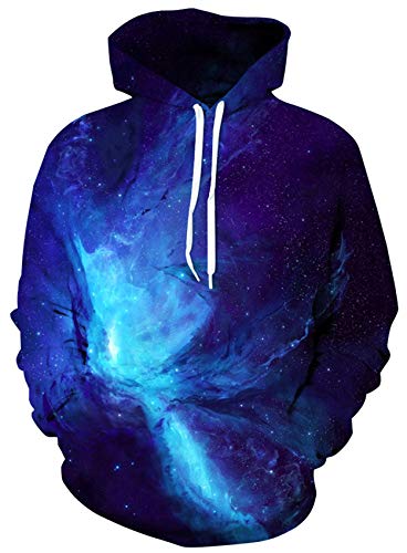 Loveternal Unisex Sudadera con Capucha Blue Galaxy 3D Impreso Hoodies Cool Hipster Hip Hop Pullover Sweatshirt para Pareja Juniors L
