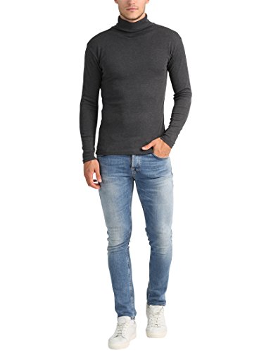 Lower East Camiseta con cuello alto Slim Fit para hombre, Antracita Mezcla, S